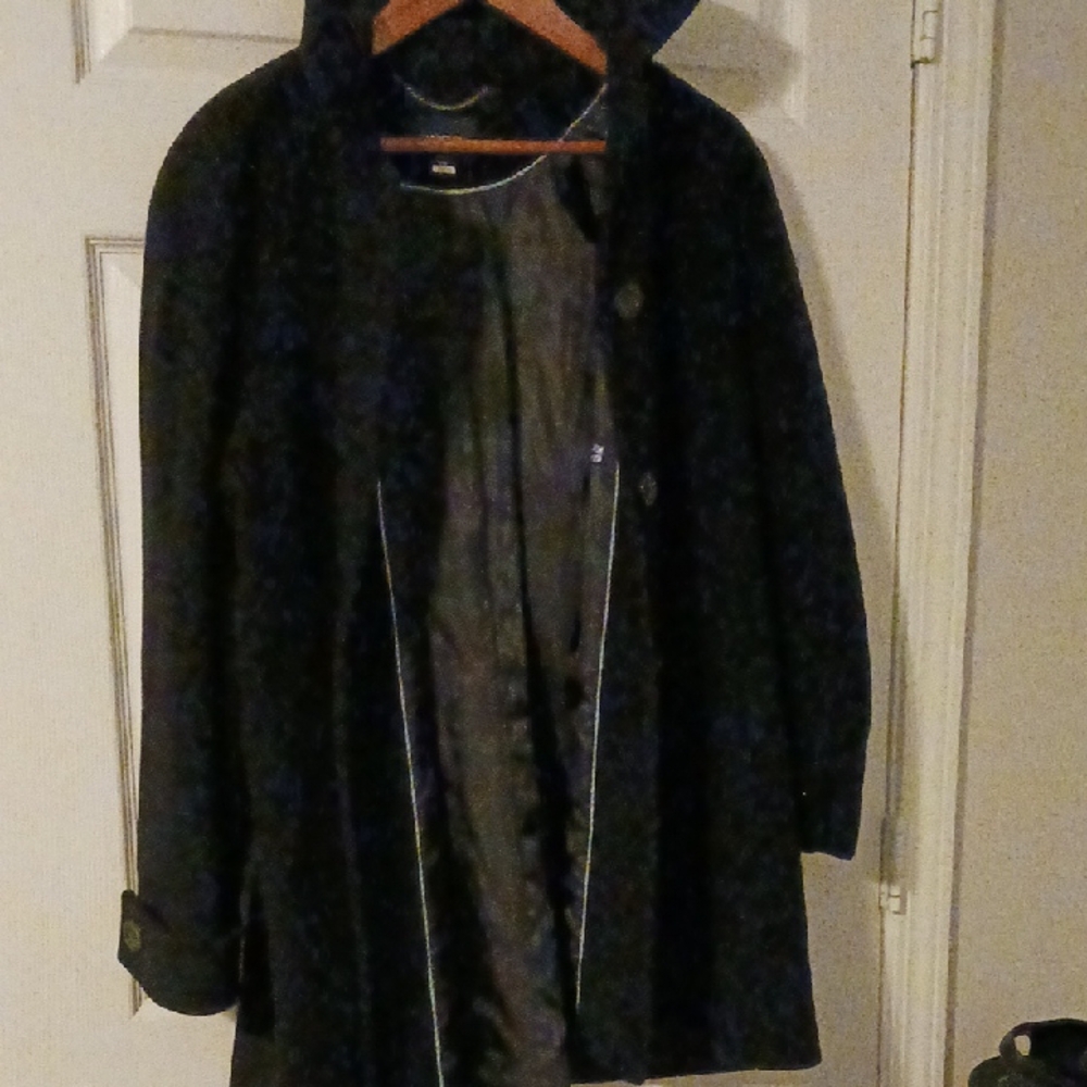 Lands' End Women's Black Button Front Wool And Cashmere Coat Plus Suze 16